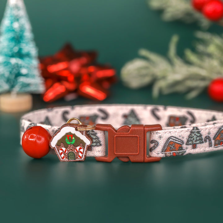 Pawlease Come Home For Christmas - Gingerbread House Christmas Cat Collar