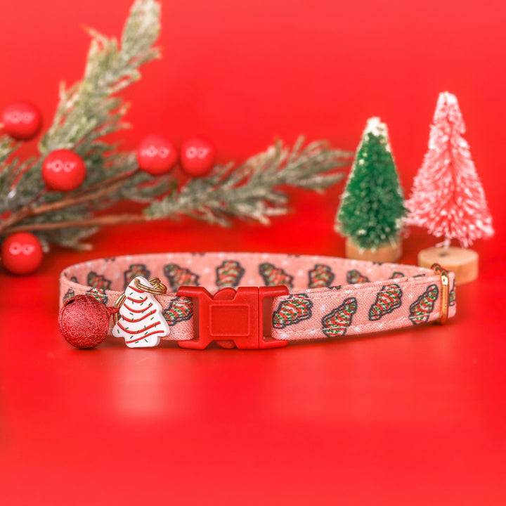 Oh Christmas Treat- Pink Tree Cakes Christmas Cat Collar