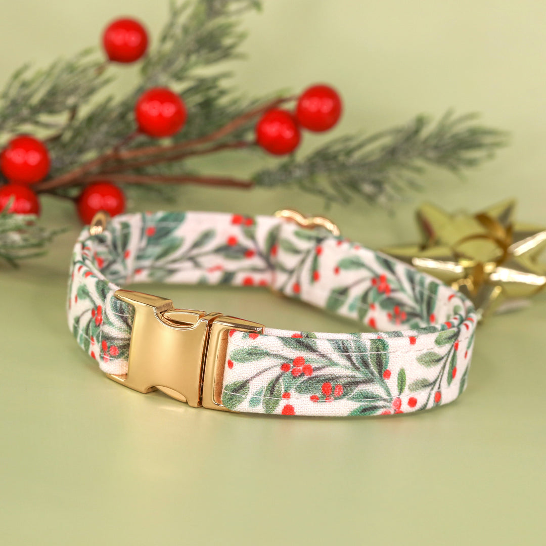 Mistletoe Kisses - Mistletoe Christmas Dog Collar