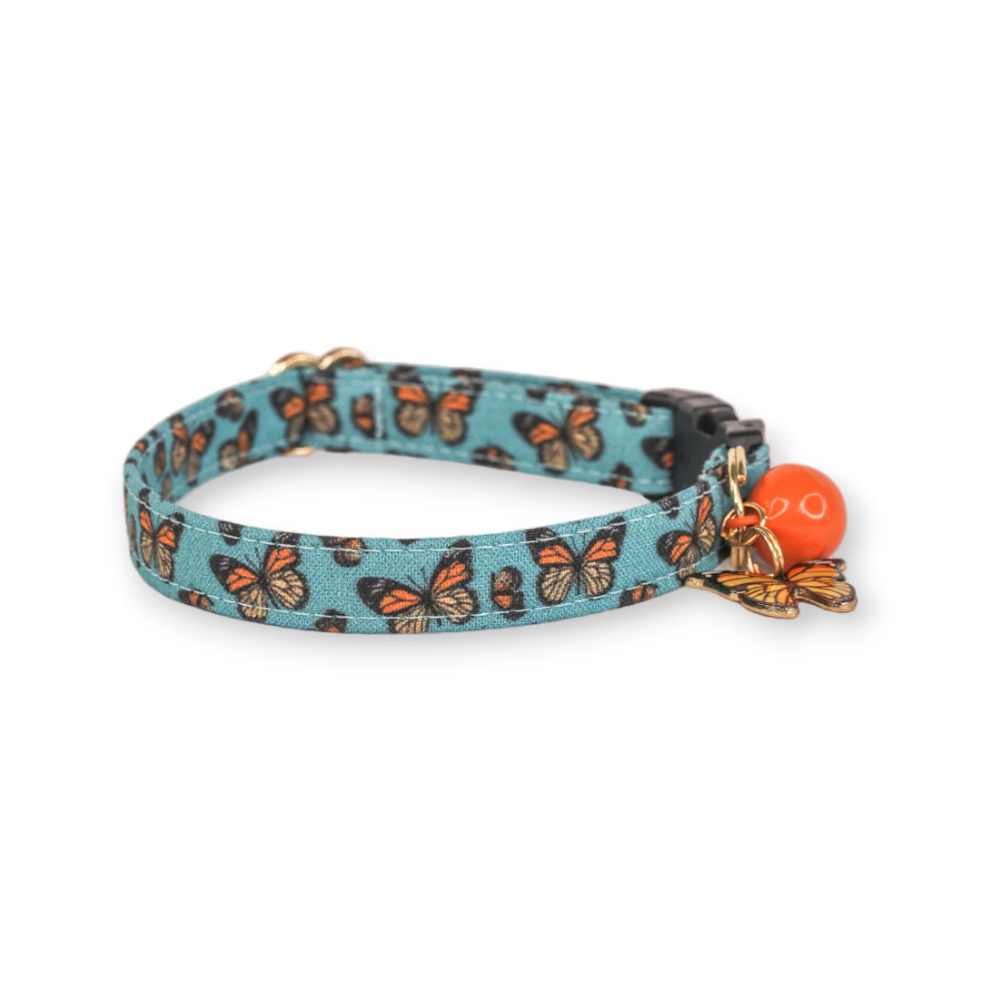 Social Butterfly - Blue Monarch Butterfly Cat Collar