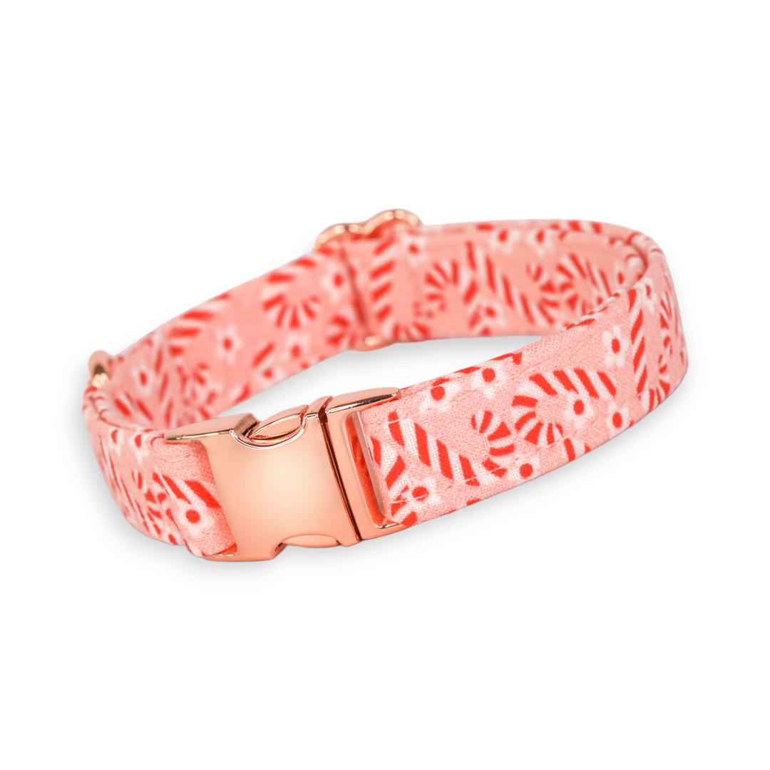 Candy Cane Kisses - Pink Daisy Candy Cane Christmas Dog Collar