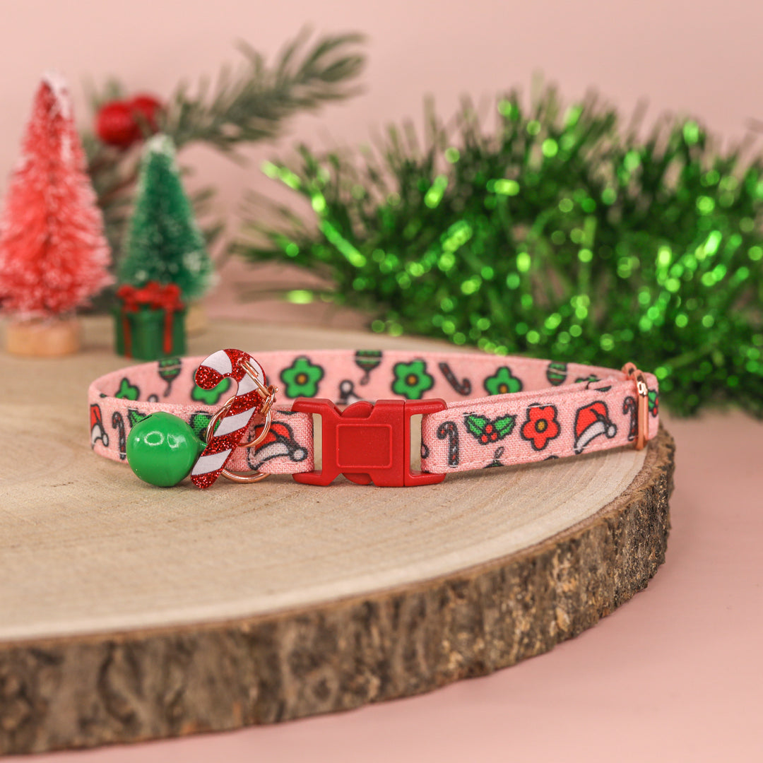 Santa Baby - Retro Pink Christmas Cat Collar