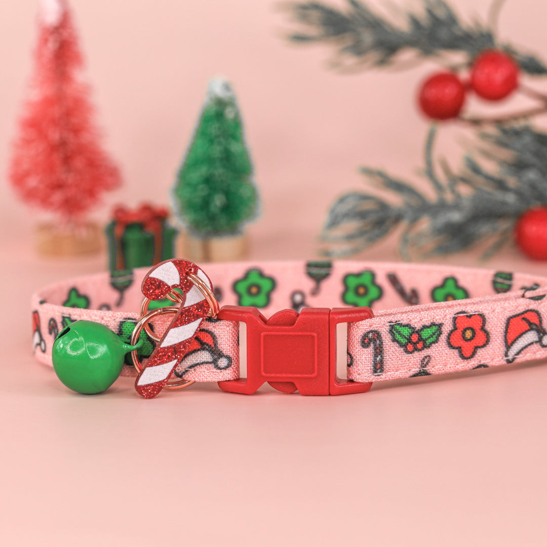 Santa Baby - Retro Pink Christmas Cat Collar