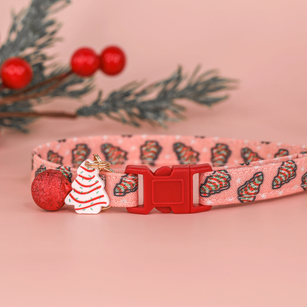 Oh Christmas Treat- Pink Tree Cakes Christmas Cat Collar