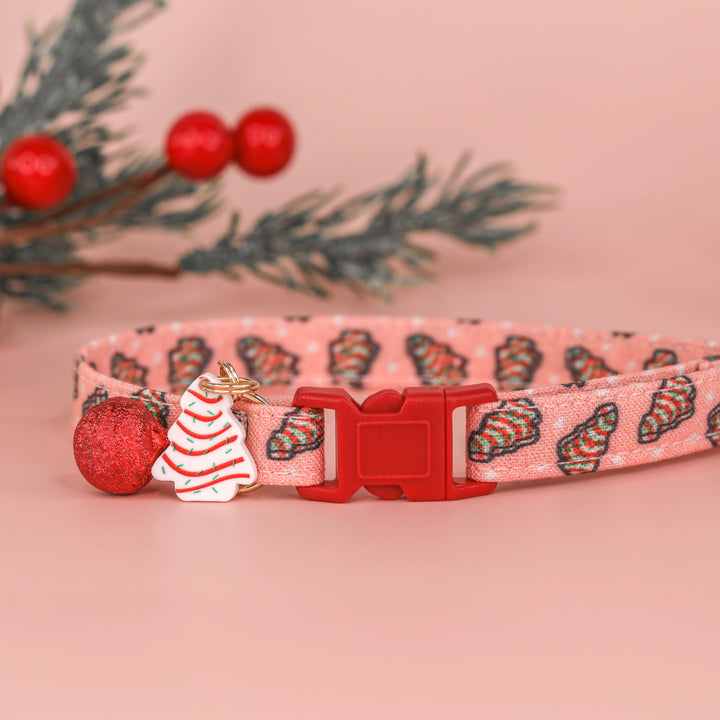 Oh Christmas Treat- Pink Tree Cakes Christmas Cat Collar