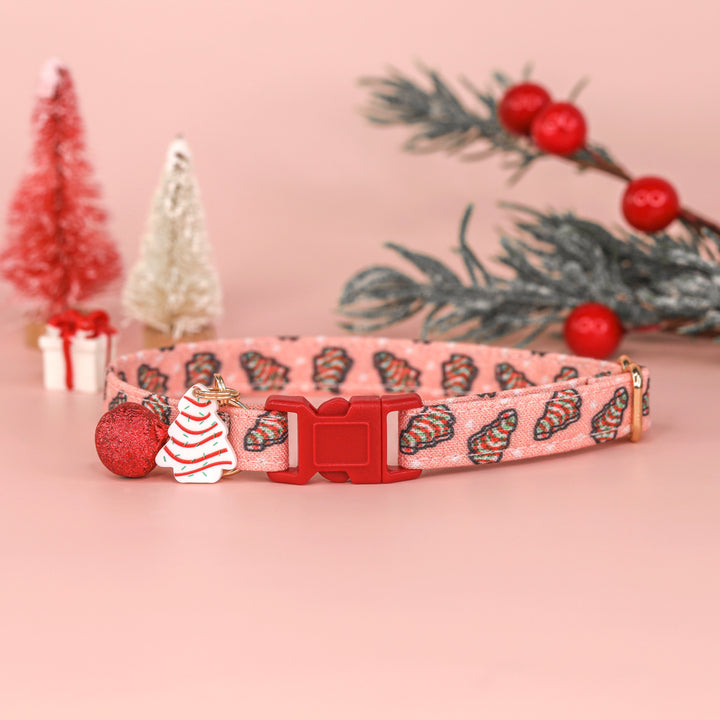 Oh Christmas Treat- Pink Tree Cakes Christmas Cat Collar