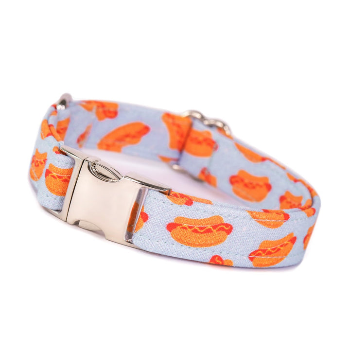 Hot Diggity Dawg - Blue Hotdog Dog Collar