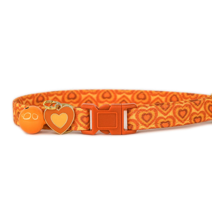 Choose Love - Orange Y2k Heart Cat Collar