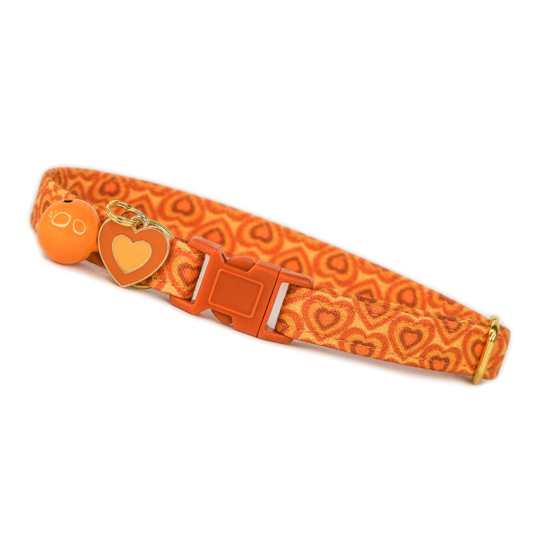 Choose Love - Orange Y2k Heart Cat Collar