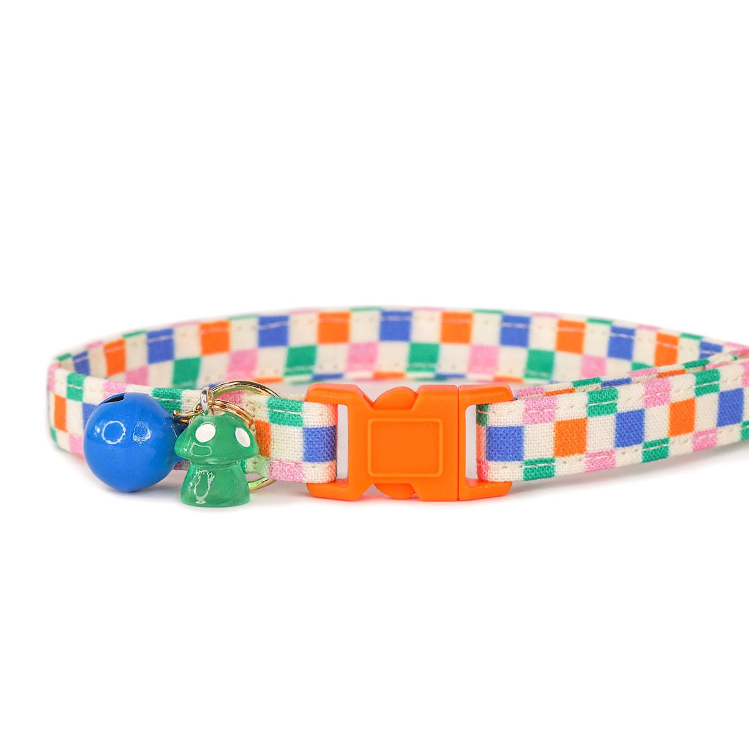 Check Me Out - Colorful Checkered Y2k Cat Collar