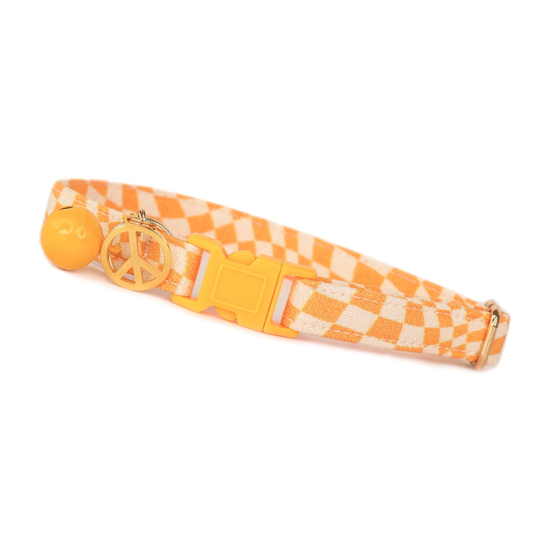 Good Vibes - Golden Checkered Cat Collar