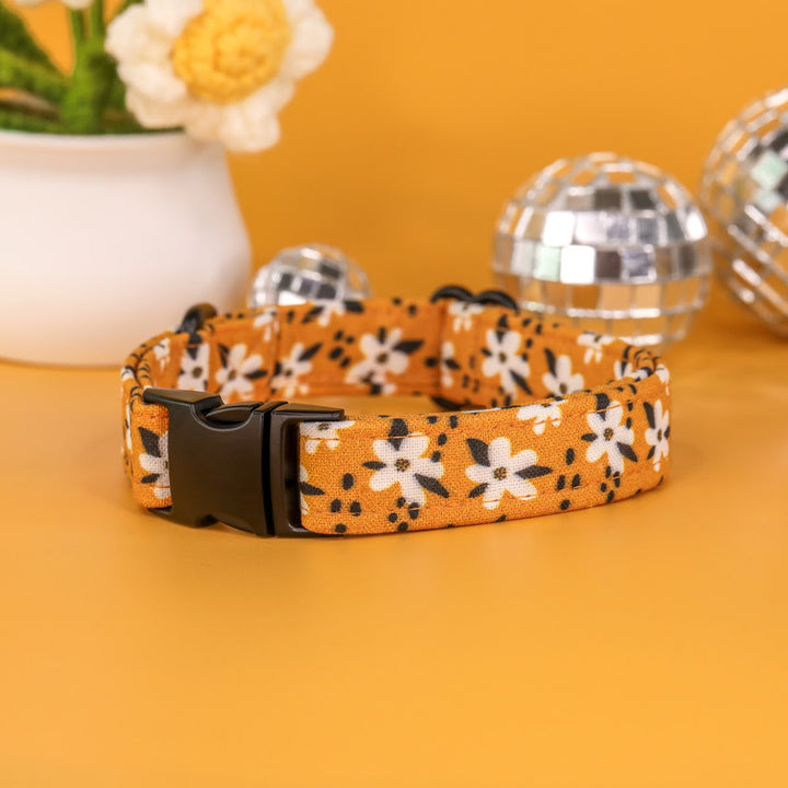 Best Buds - Mustard Gold Modern Floral Dog Collar