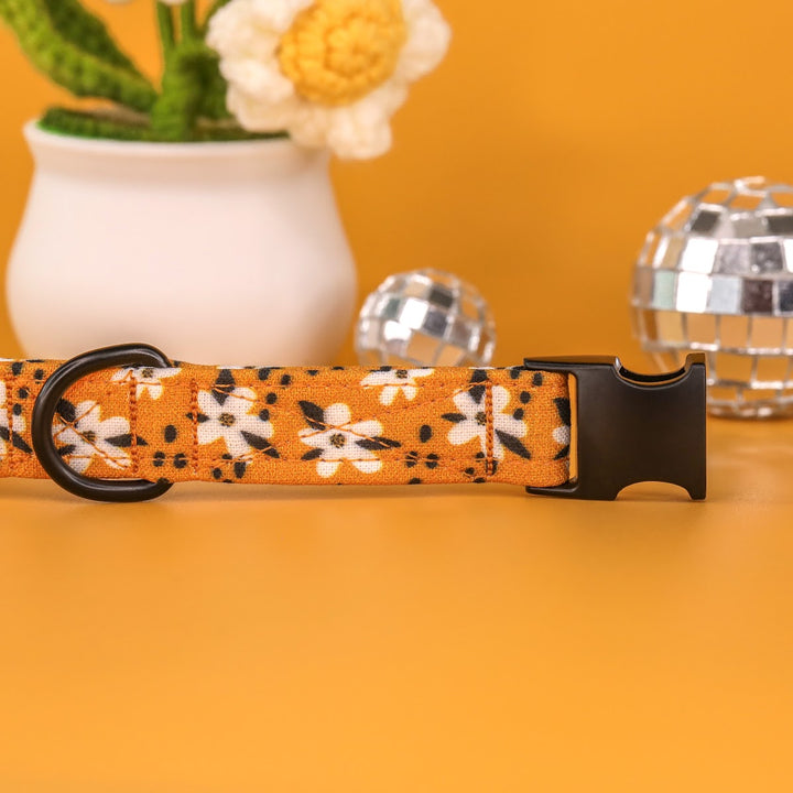 Best Buds - Mustard Gold Modern Floral Dog Collar