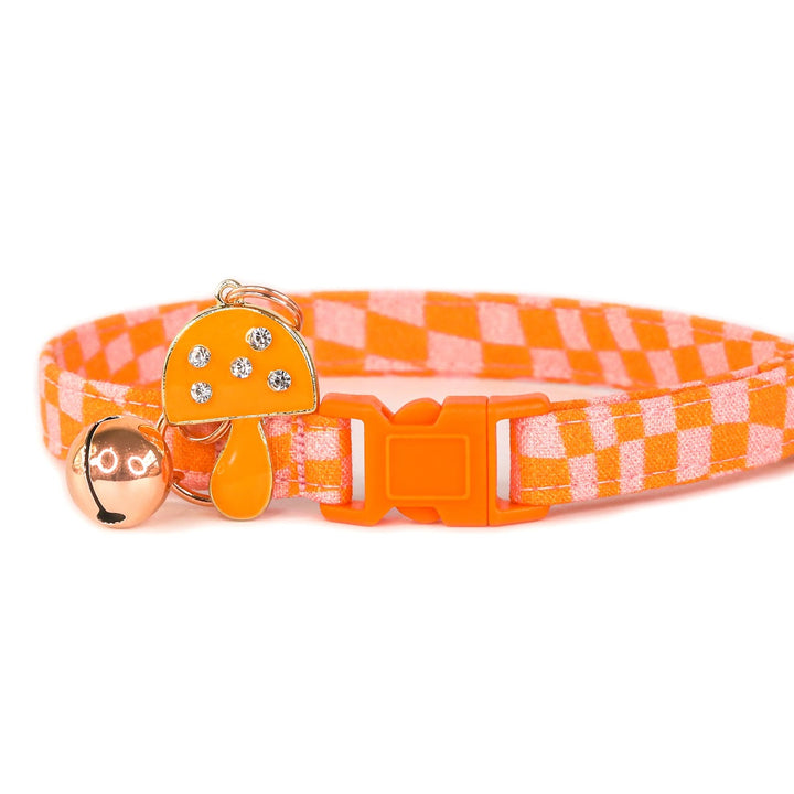 The Nick - Retro Checkered Orange & Pink Cat Collar