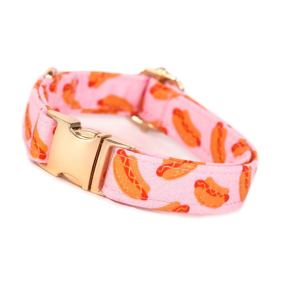 Hot Diggity Dawg - Pink Hotdog Dog Collar