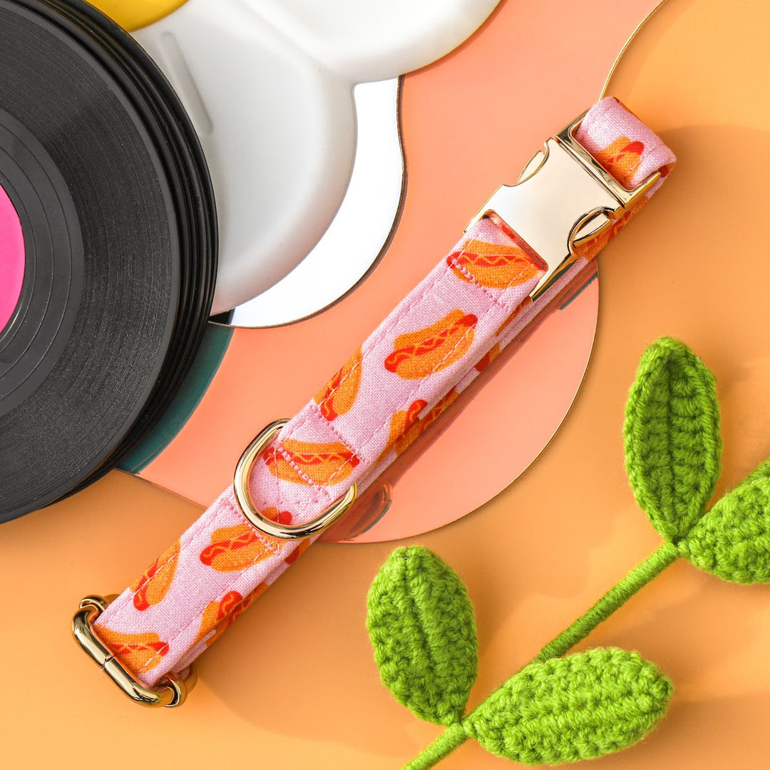 Hot Diggity Dawg - Pink Hotdog Dog Collar