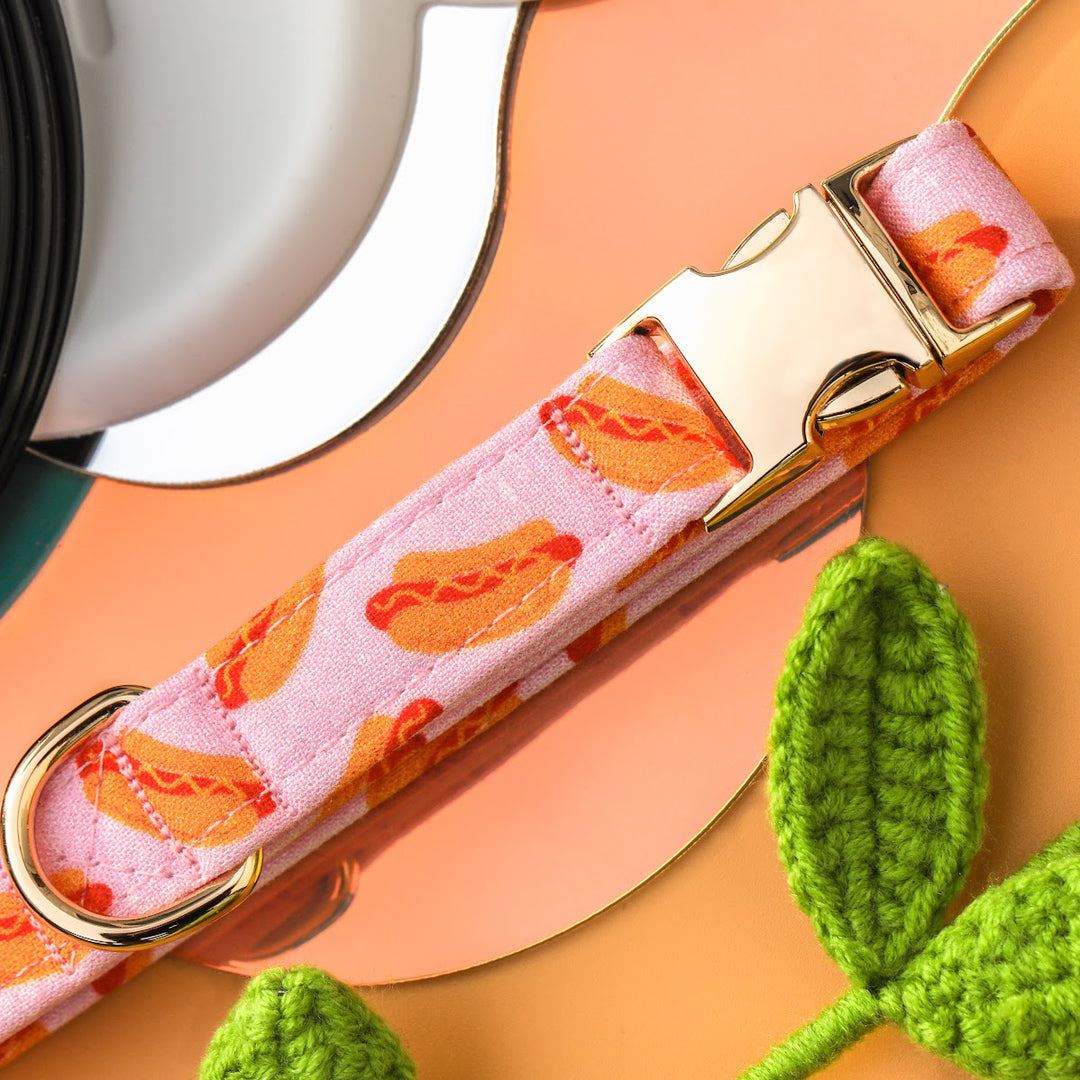 Hot Diggity Dawg - Pink Hotdog Dog Collar