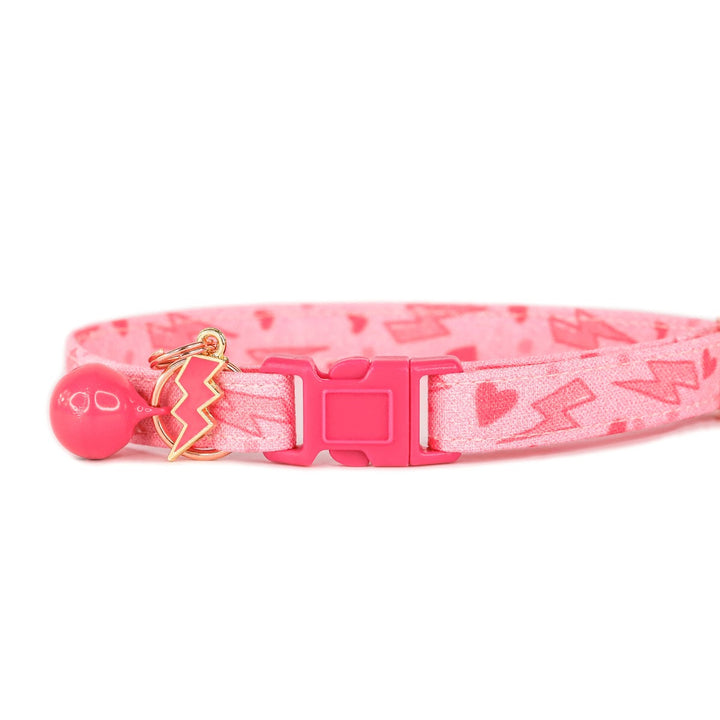 Love Struck - Pink Lightning Heart Cat Collar