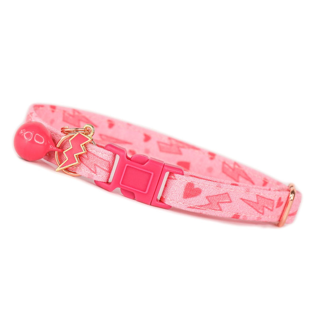 Love Struck - Pink Lightning Heart Cat Collar