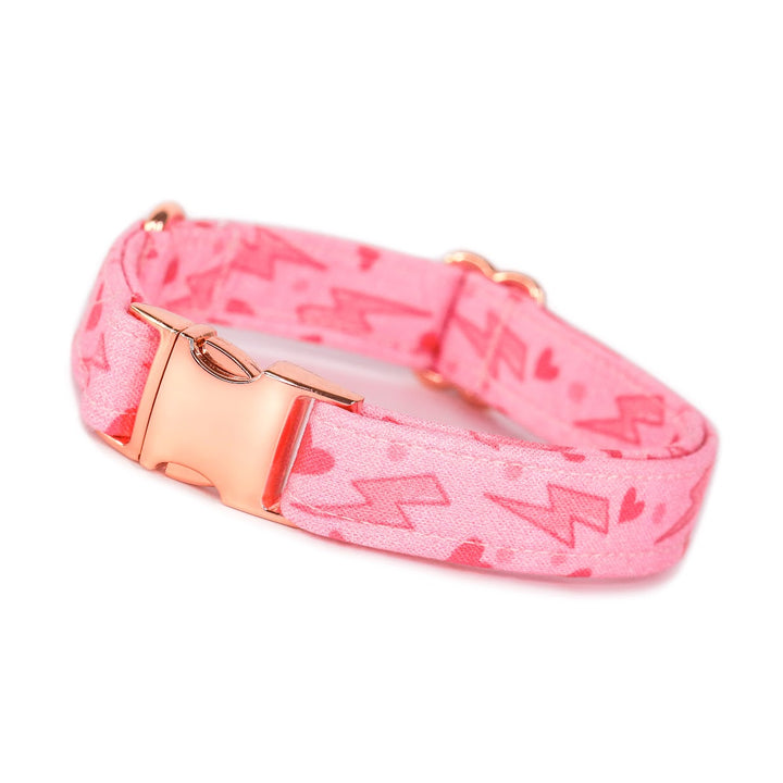 Love Struck - Pink Lightning Heart Dog Collar