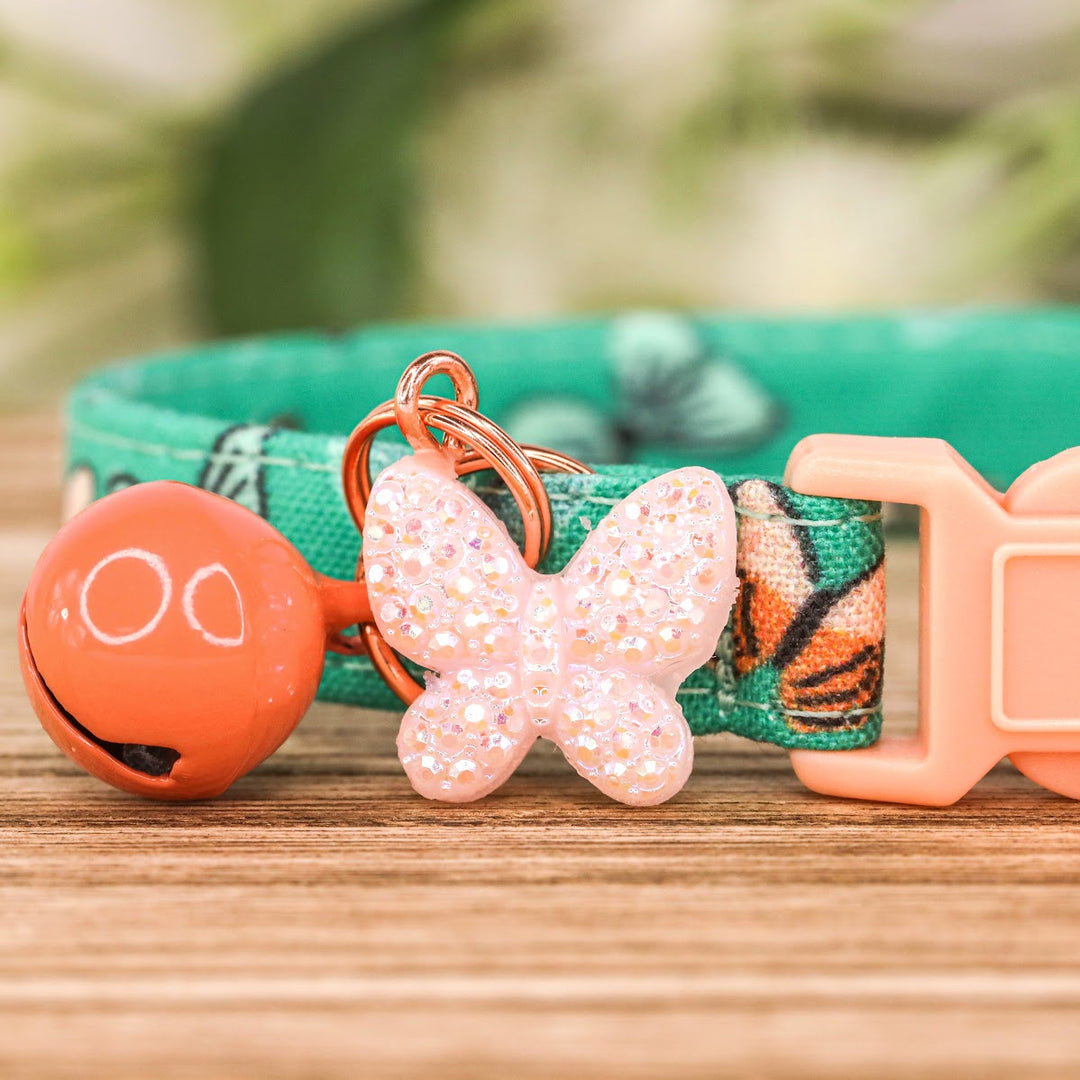 Spread Your Wings - Teal Green Butterfly Cat Collar