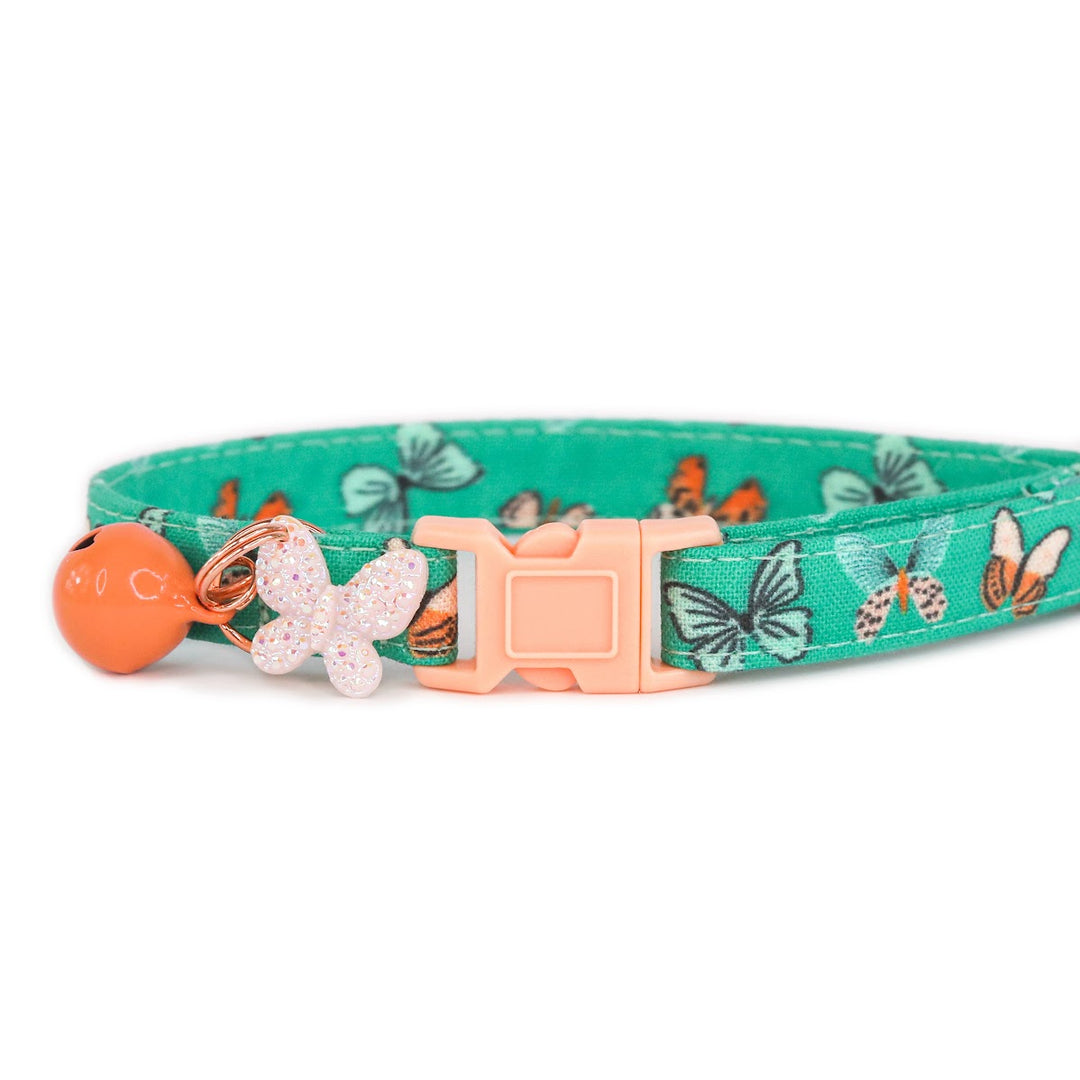 Spread Your Wings - Teal Green Butterfly Cat Collar