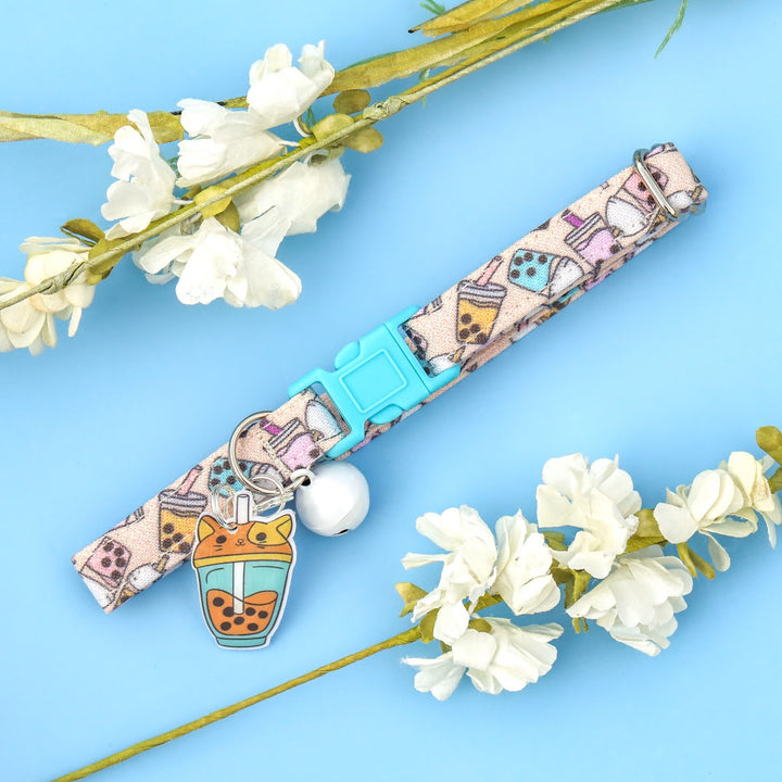 You Make Me Feel Bubbly - Blue Boba Cat Collar