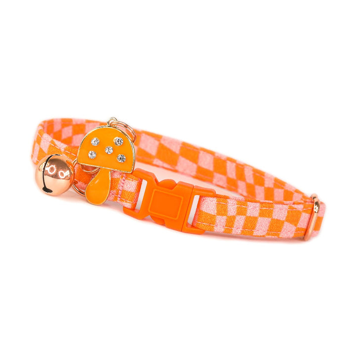 The Nick - Retro Checkered Orange & Pink Cat Collar