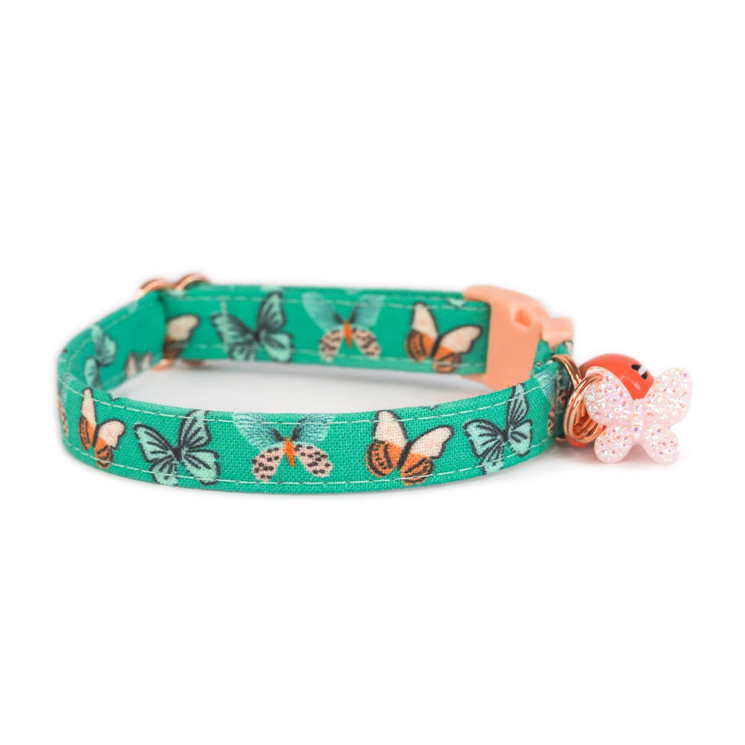 Spread Your Wings - Teal Green Butterfly Cat Collar