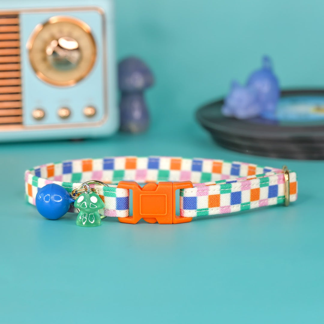 Check Me Out - Colorful Checkered Y2k Cat Collar