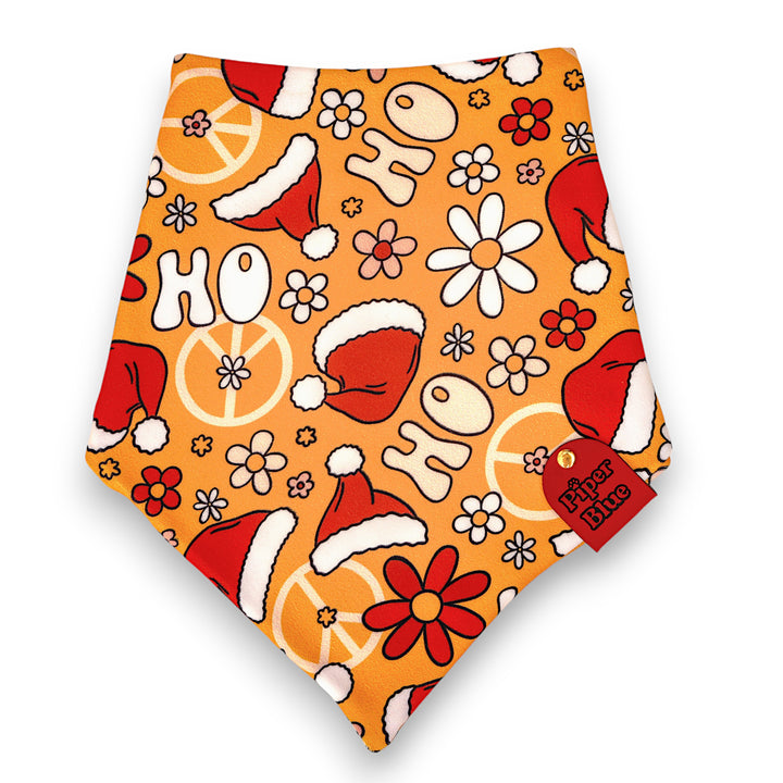 Far Out In The North Pole - Retro Hippie Santa Christmas Dog Bandana