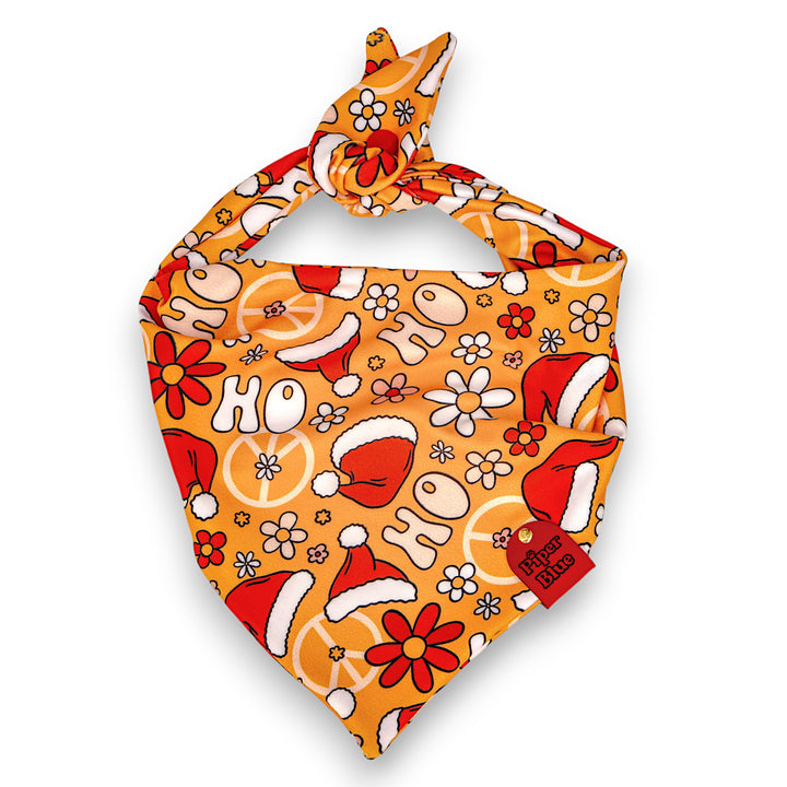 Far Out In The North Pole - Retro Hippie Santa Christmas Dog Bandana