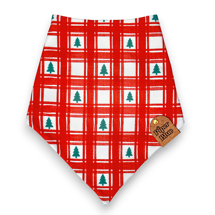 All Spruced Up - Red Christmas Tree Plaid Dog Bandana