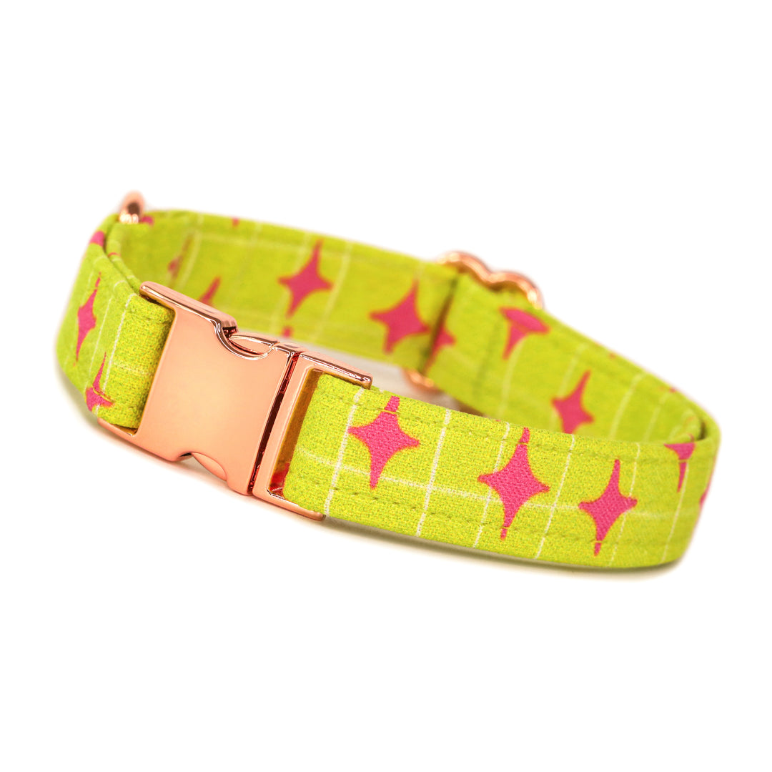 Astro - Lime Green and Pink Groovy Dog Collar