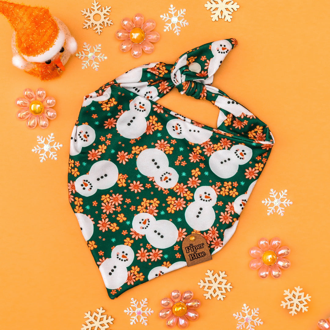 Baby It's Cold Outside - Floral Snowman Winter Dog Bandana