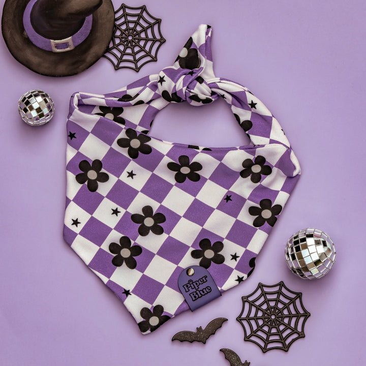 Bewitched - Purple Checked Halloween Pet Bandana