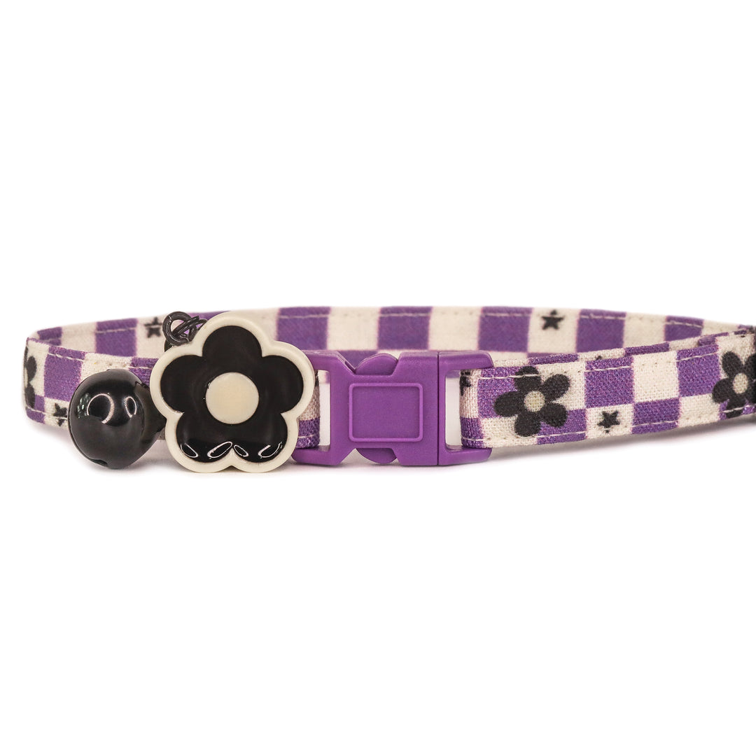 Bewitched - Purple Checked Halloween Cat Collar