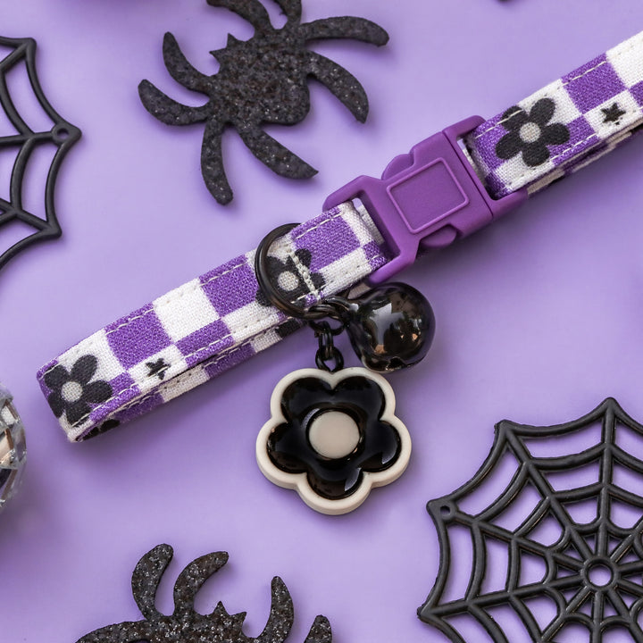 Bewitched - Purple Checked Halloween Cat Collar