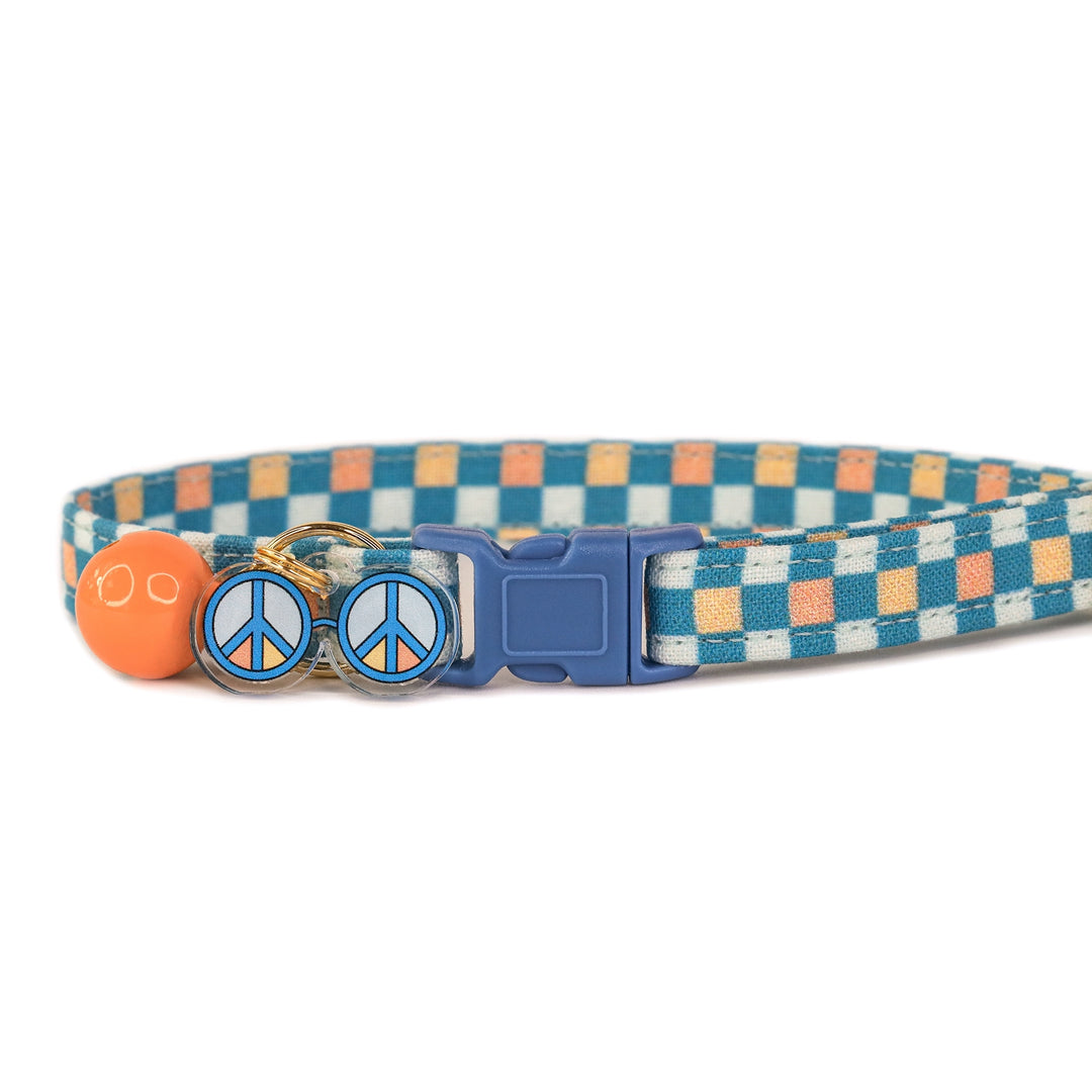 Furr Out Dawg - Blue Multi Checkered Cat Collar