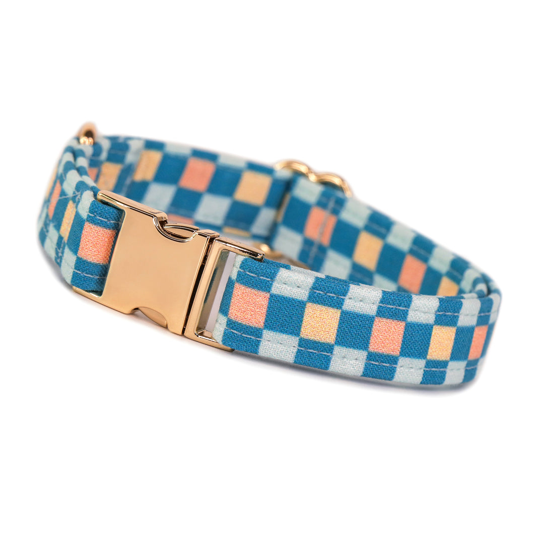 Furr Out Dawg - Blue Multi Checkered Dog Collar