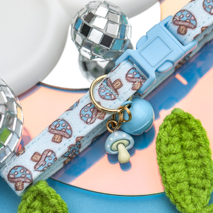 Mushroom Mania - Blue Mushroom Cat Collar