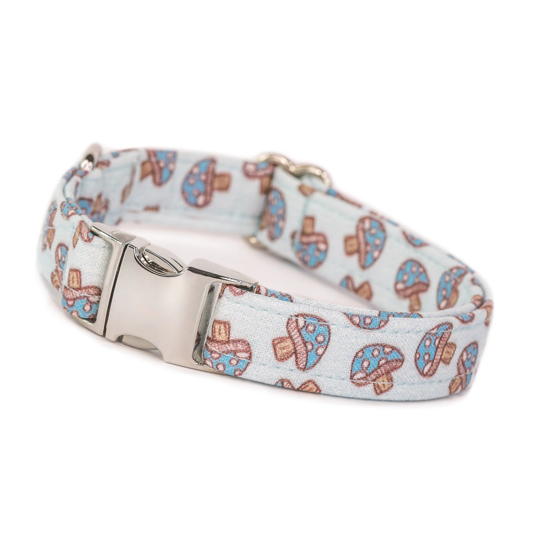 Mushroom Mania - Blue Mushroom Dog Collar