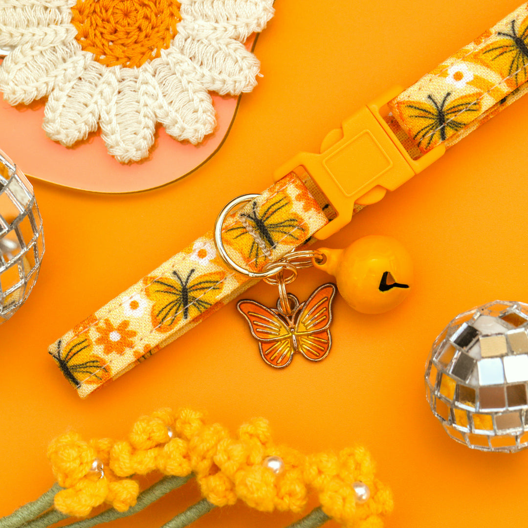 Buttercup - Groovy Yellow Butterfly Cat Collar