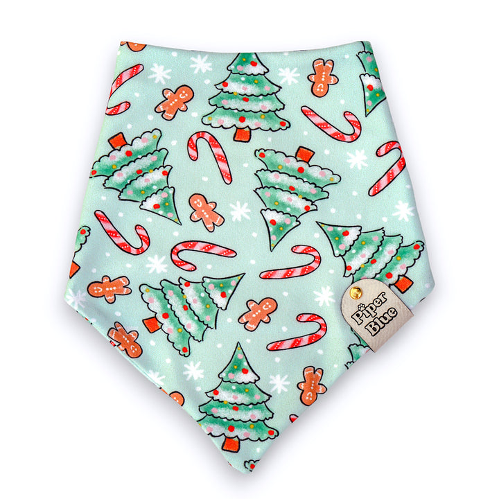 Candy Cane Lane - Mint Green Christmas Trees Dog Bandana