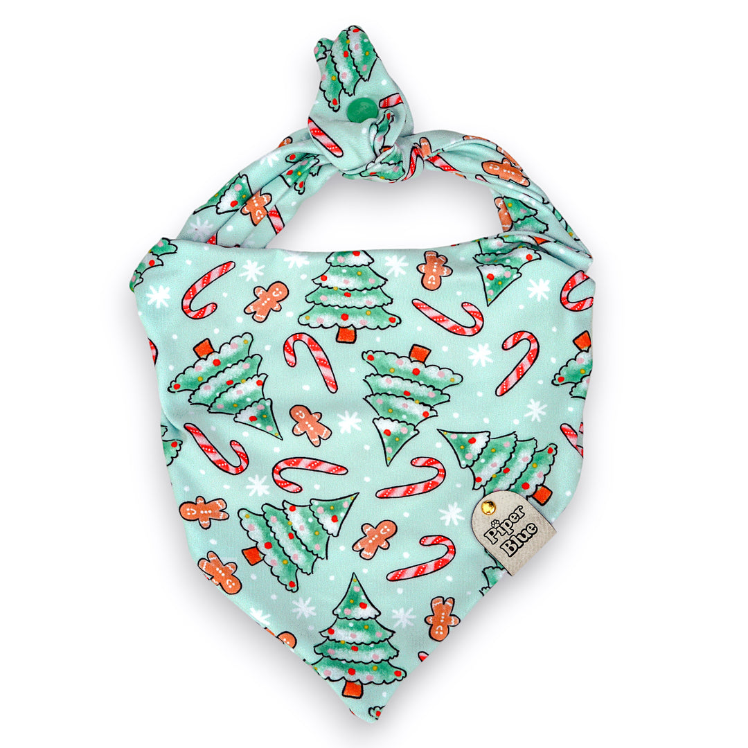 Candy Cane Lane - Mint Green Christmas Trees Dog Bandana