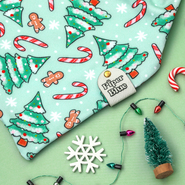 Candy Cane Lane - Mint Green Christmas Trees Dog Bandana