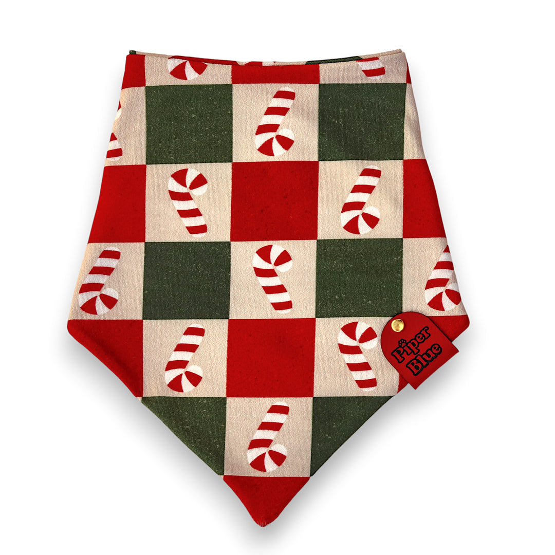 Checkermint - Red and Green Checkered Candy Cane Christmas Dog Bandana