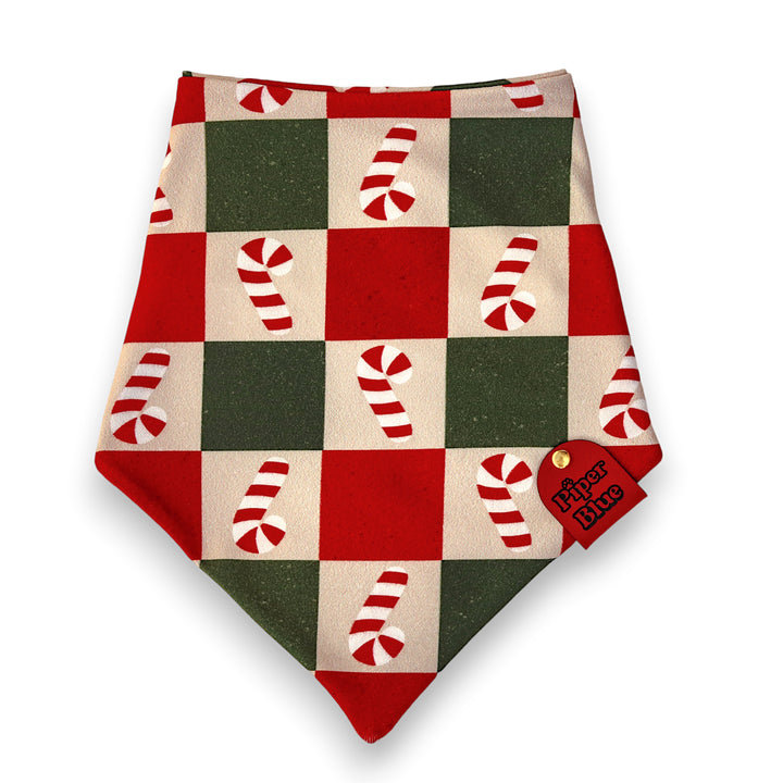 Checkermint - Red and Green Checkered Candy Cane Christmas Dog Bandana