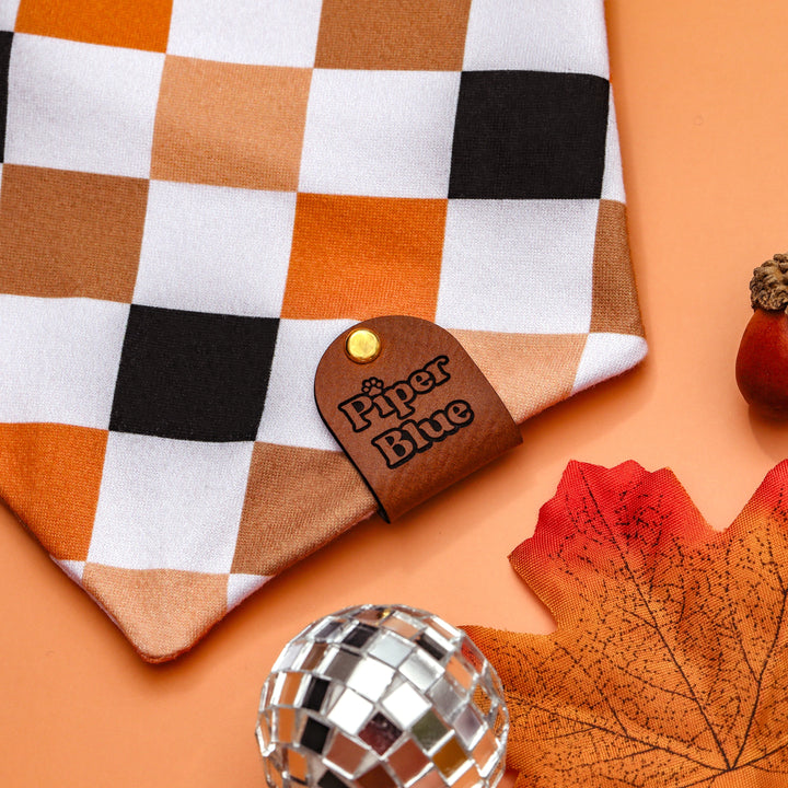 Cinnamon - Warm Neutral Checkered Fall Pet Bandana