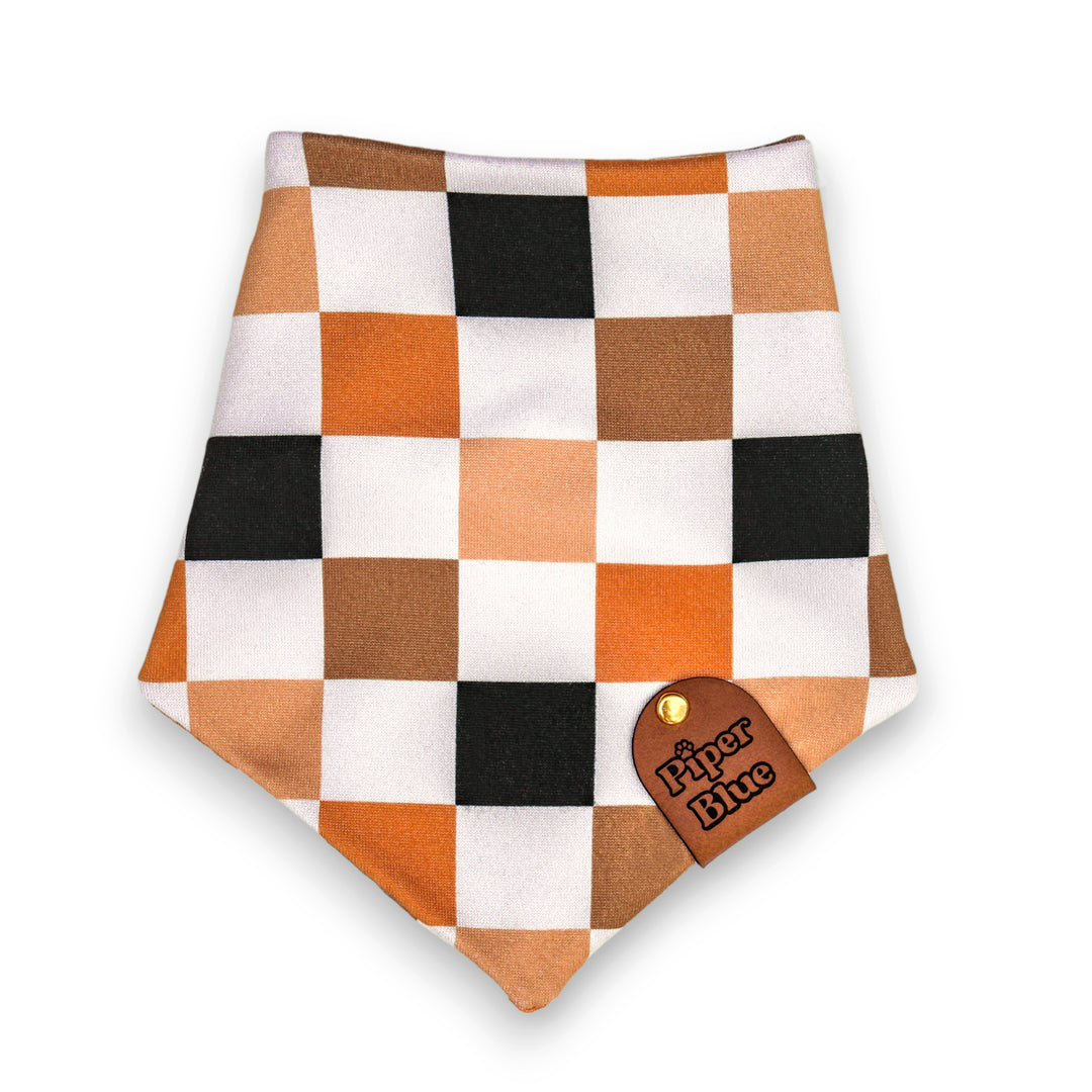 Cinnamon - Warm Neutral Checkered Fall Pet Bandana